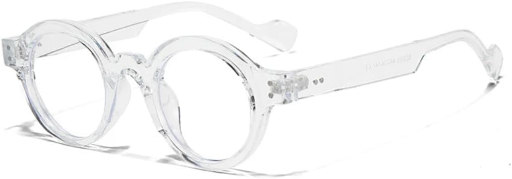 

Круглые солнцезащитные очки для мужчин в стиле панк, двухцветные, с защитой от УФ-излучения UV400, ретро, ​​с заклепками, модные женские очки с прозрачными линзами в оправе UATXTAU, Transparent Clear