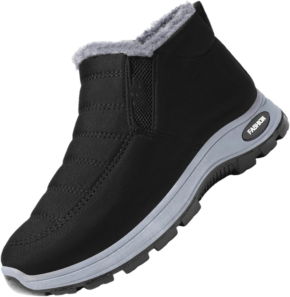 

Женские зимние ботинки водонепроницаемые с меховой подкладкой, слипоны, укороченные снежные ботиночки для ходьбы, с поддержкой свода стопы, удобные, легкие, кроссовки унисекс Generic, черный