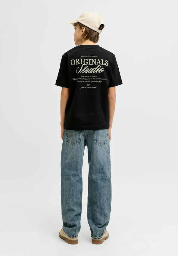 Футболка с принтом jornorrebro typo tee crew neck print tshirt Jack & Jones Junior, Black — фото 2