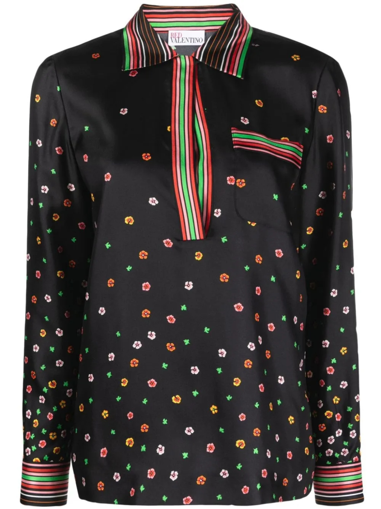 

RED Valentino шелковая блузка с цветочным принтом, черный
