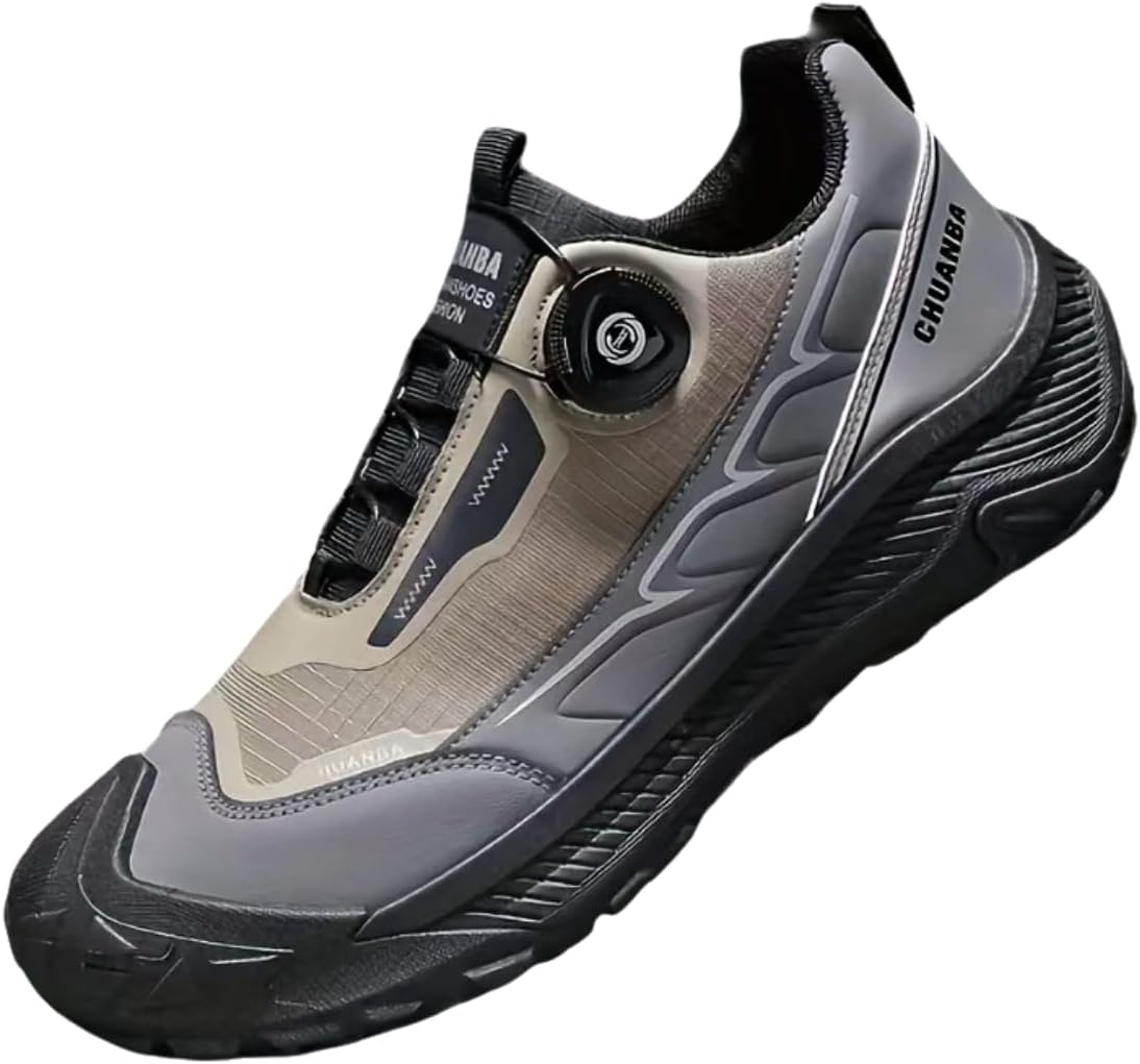 

Мужские кроссовки для трейл-раннинга с наружной системой шнуровки Twist-Lock и ПВХ подошвой, черно-серые спортивные походные обувь Generic