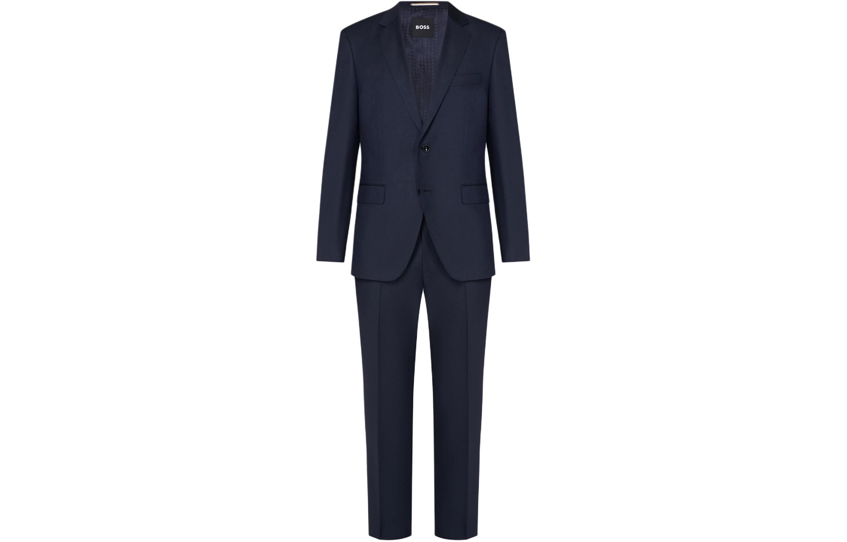 

Однобортный шерстяной костюм HUGO BOSS, темно-синий