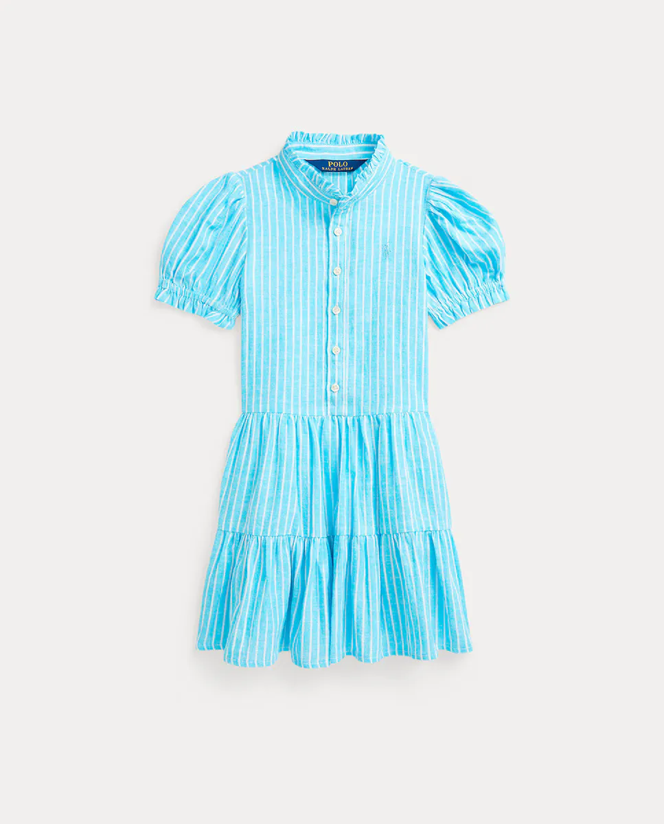

Платье для девочки с вырезом и короткими рукавами Polo Ralph Lauren, синий