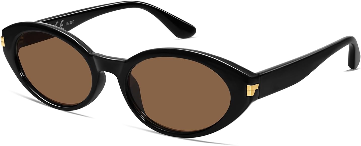 

Поляризованные ретро-солнцезащитные очки VANLINKER овальной формы для женщин и мужчин с маленьким лицом, винтажные очки 90-х годов VL9850, C2-polarized Brown Lens/Black Frame