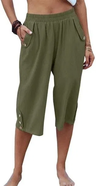 Леггинсы Linen Capri Pants, зеленый — фото 2