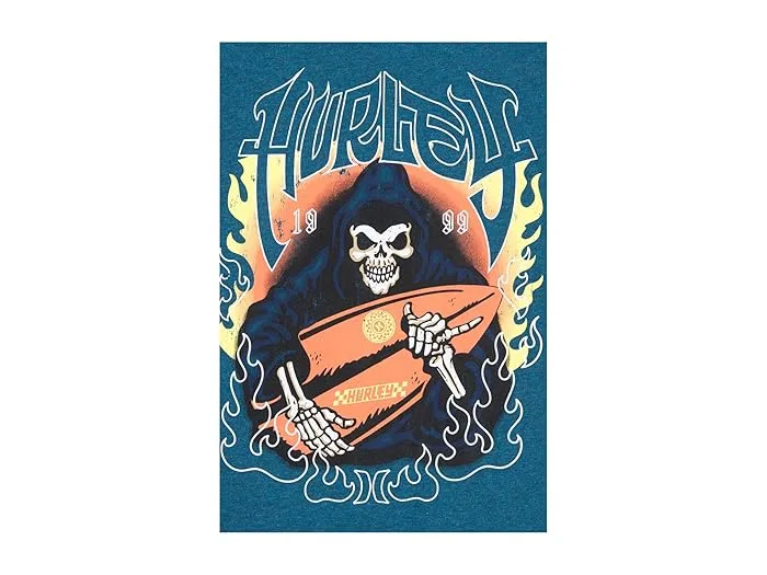 Футболка с графикой Surf Skelly Hurley Kids, Deepwaters Heather — фото 4