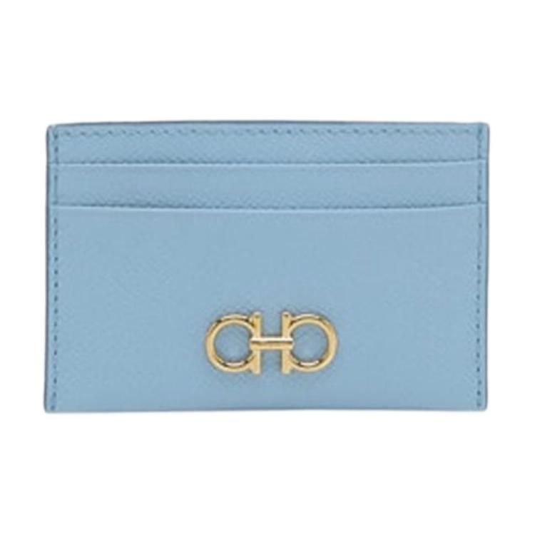 

Кожаный кардхолдер FERRAGAMO для женщин синий