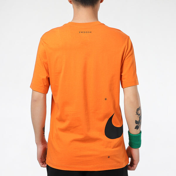Футболка спортивная одежда swoosh club печать алфавит спорт круглый вырез короткий рукав оранжевый Nike, оранжевый — фото 4