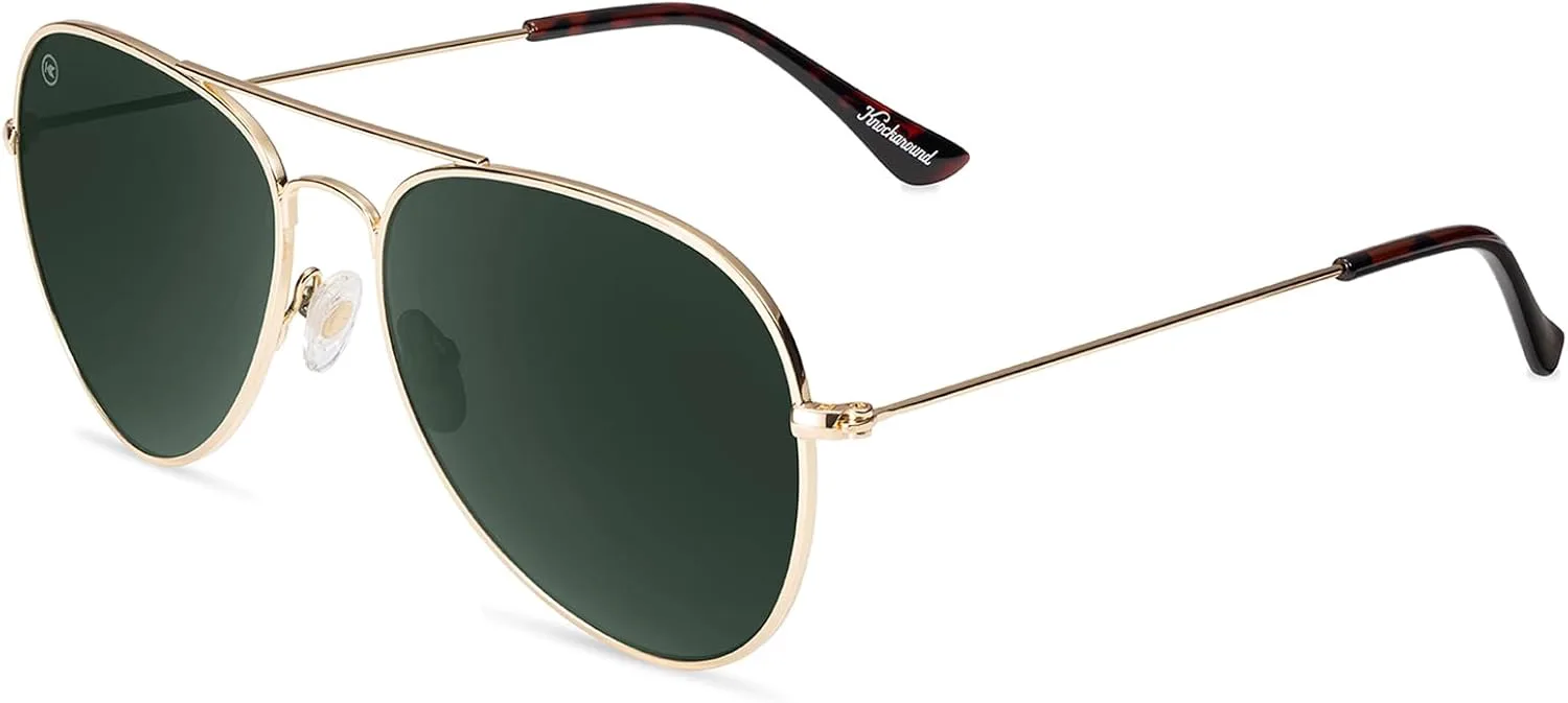 

Поляризованные солнцезащитные очки-авиаторы Knockaround Mile Highs для мужчин и женщин - защита от УФ-излучения UV400, Gold / Aviator Green (Small/Medium)