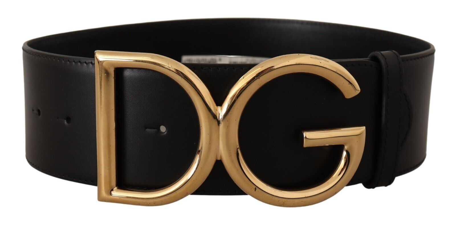 

Элегантный кожаный ремень с золотой пряжкой DG Dolce & Gabbana, черный