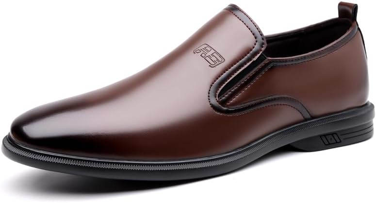 

Мужские кожаные оксфорды слипоны, деловые лоферы с отделкой под лак, туфли для смокинга для мужчин Meixi Mobile, коричневый