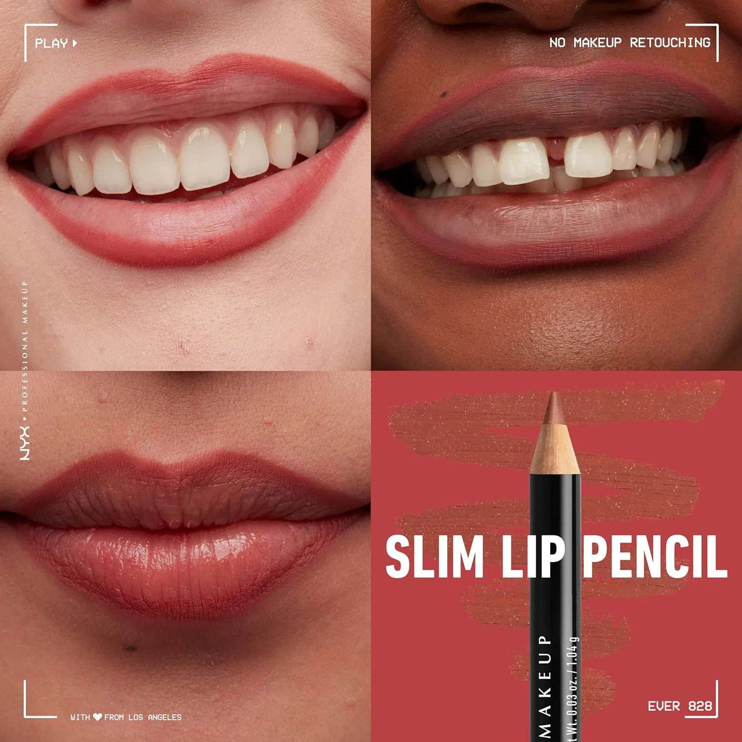 Карандаш для губ NYX Professional Makeup Slim Lip Pencil, набор из 3 шт., оттенки Peakaboo Neutral, Nude Pink, Ever — фото 4