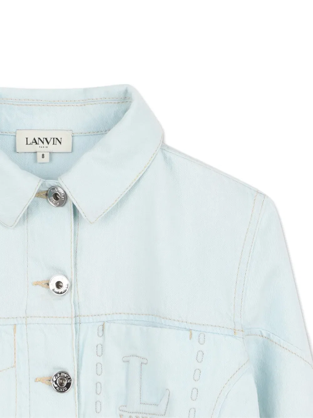 Джинсовая куртка с вышивкой Lanvin Enfant, синий — фото 3
