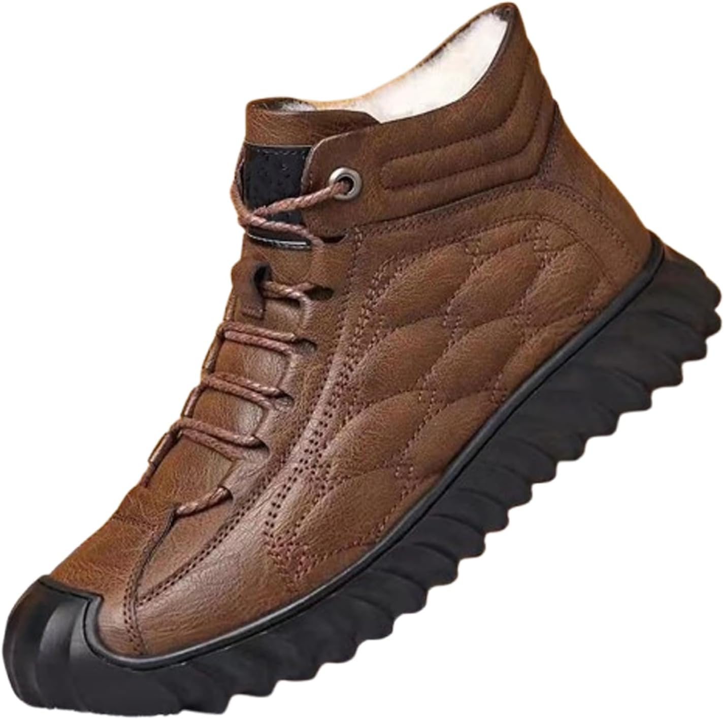 

Мужские зимние ботинки высокие с флисовой подкладкой, снегоступы для мужчин, водонепроницаемые ботинки с усиленным носком, противоскользящая ПВХ подошва для походов, повседневной носки, ботинки и зимняя обувь Generic, коричневый