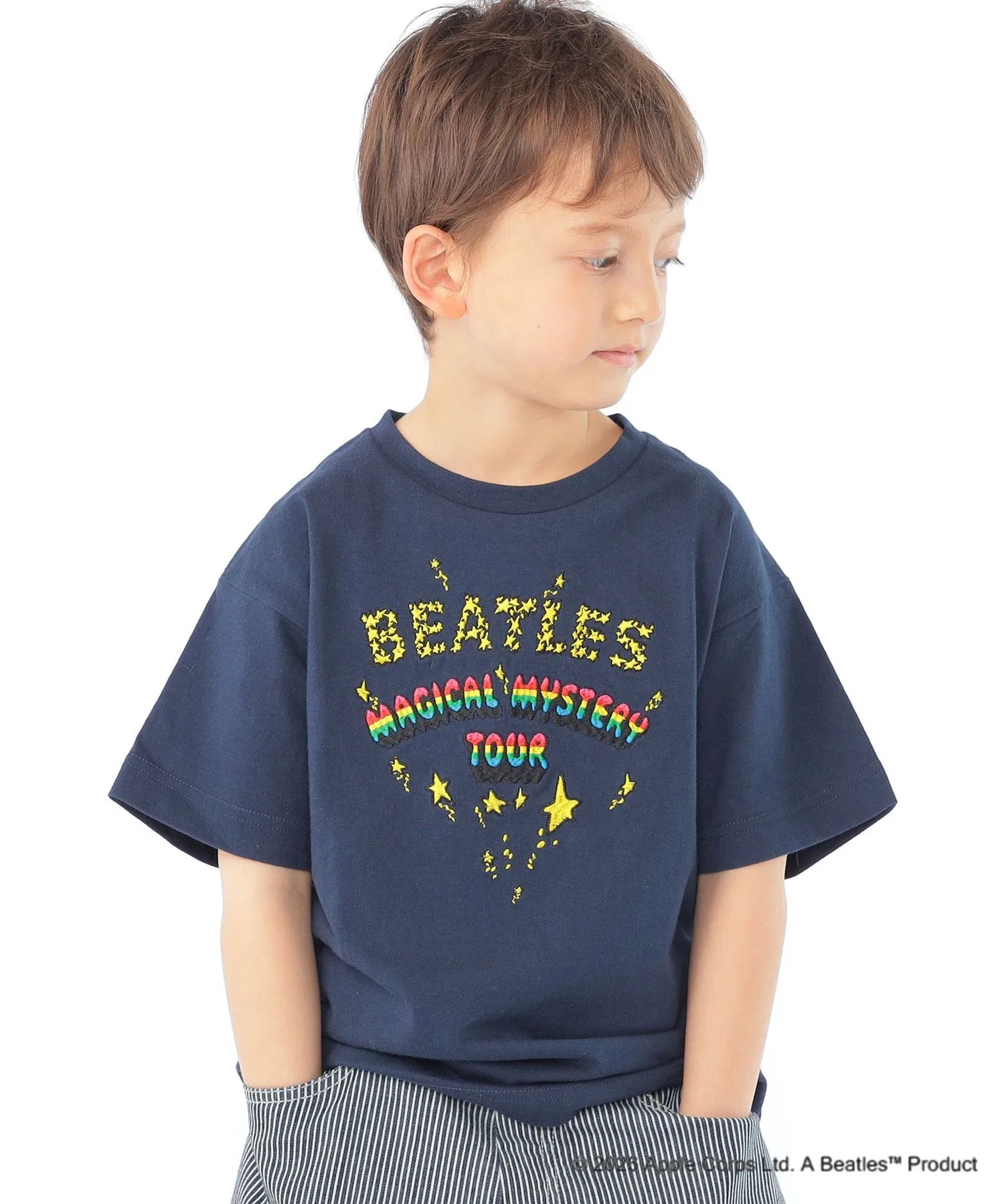 Детская футболка SHIPS KIDS с вышивкой The Beatles тёмно-синяя