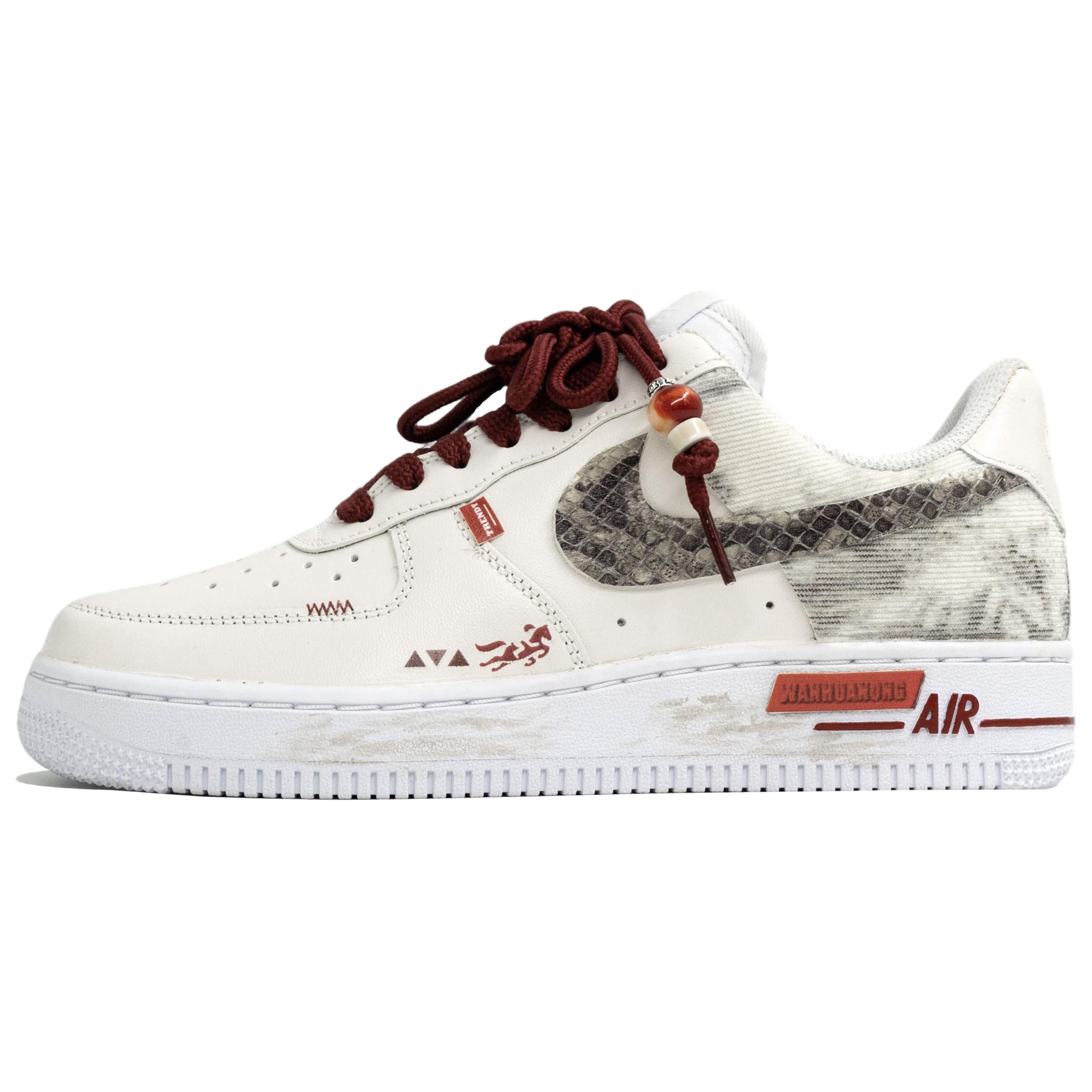 Кроссовки Air Force 1 Wan Hua Nong, Chi Li Ying Nian, износостойкие низкие кеды для скейтбординга, мужские Nike, белый красный — фото 3