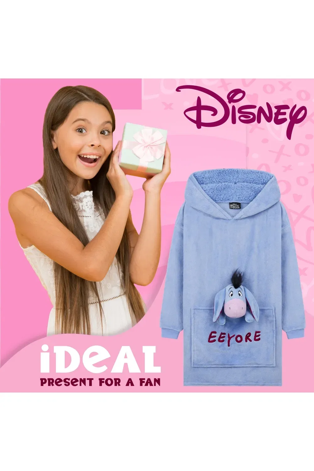 Детский халат-одеяло Disney с плюшевой игрушкой Иа-Иа, синий — фото 3