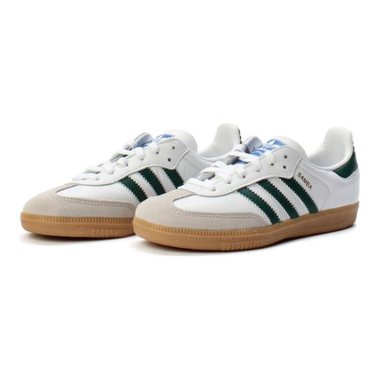 Adidas Samba OG Облачно-белый Университетский зеленый Жевательная резинка Детская Adidas Originals, Белый Зеленый — фото 3
