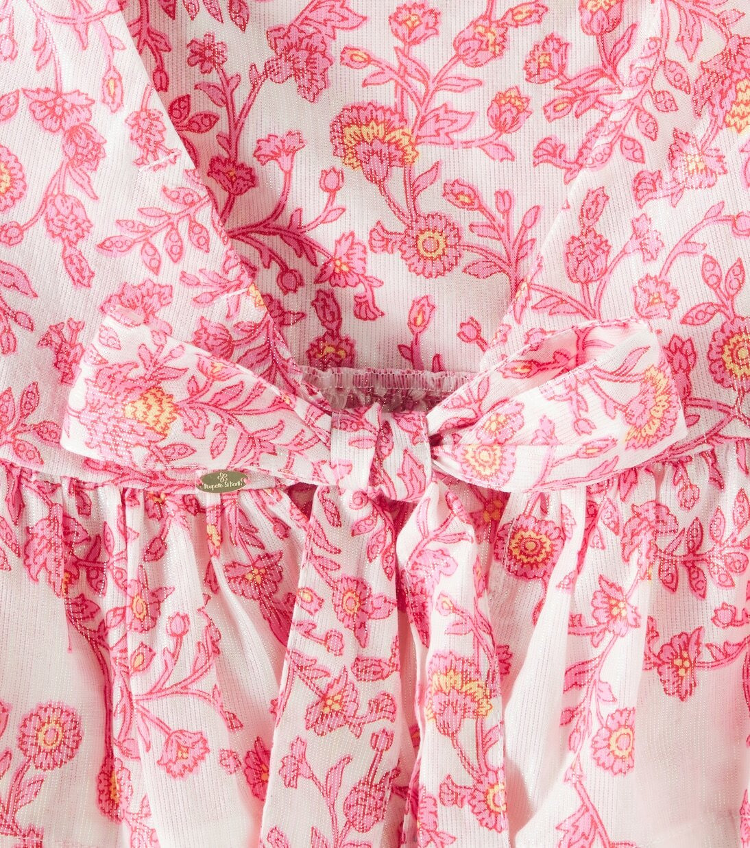 Майка из хлопковой смеси с оборками Cycas Poupette St Barth Kids, Pink Lazuli — фото 3