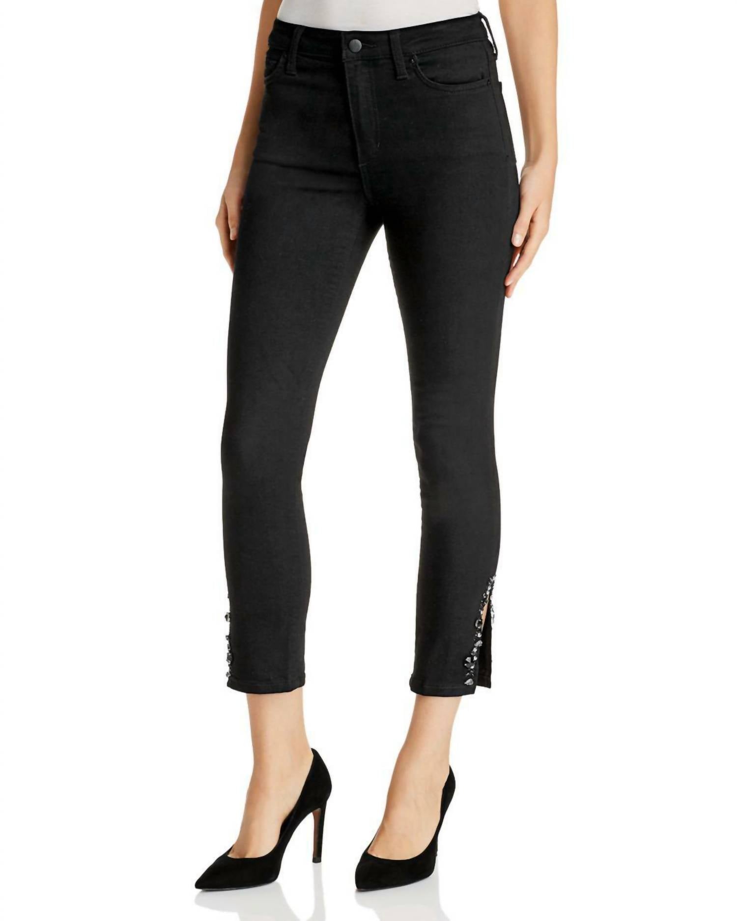 

Джинсы Charlie Crystal Embelled Valentina Hem Crop черного цвета JOE'S Jeans