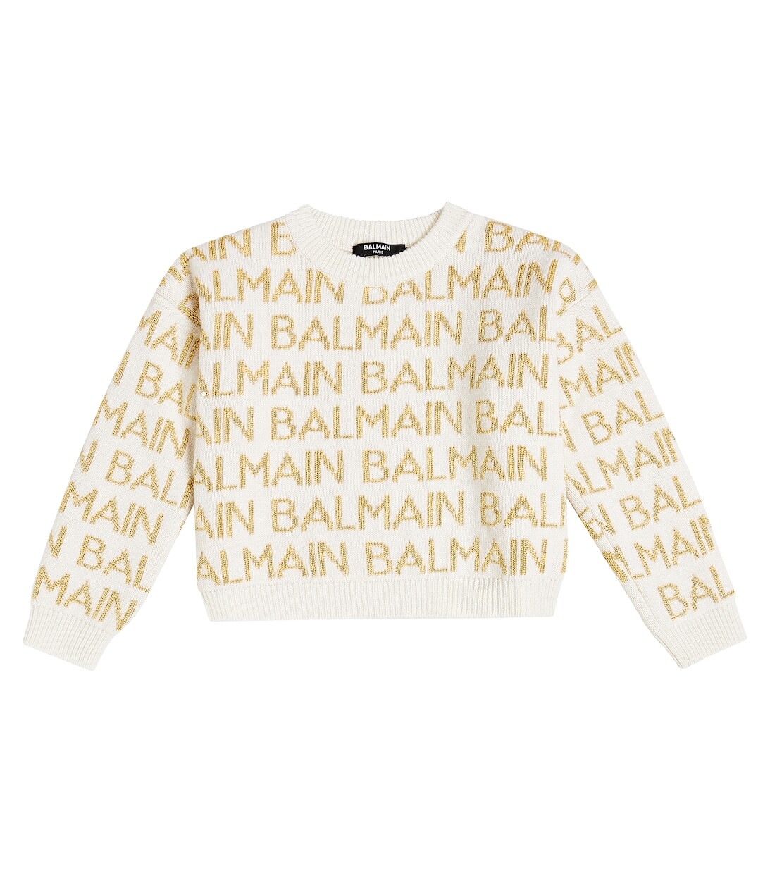 

Свитер интарсия с логотипом из смесовой шерсти Balmain, белый