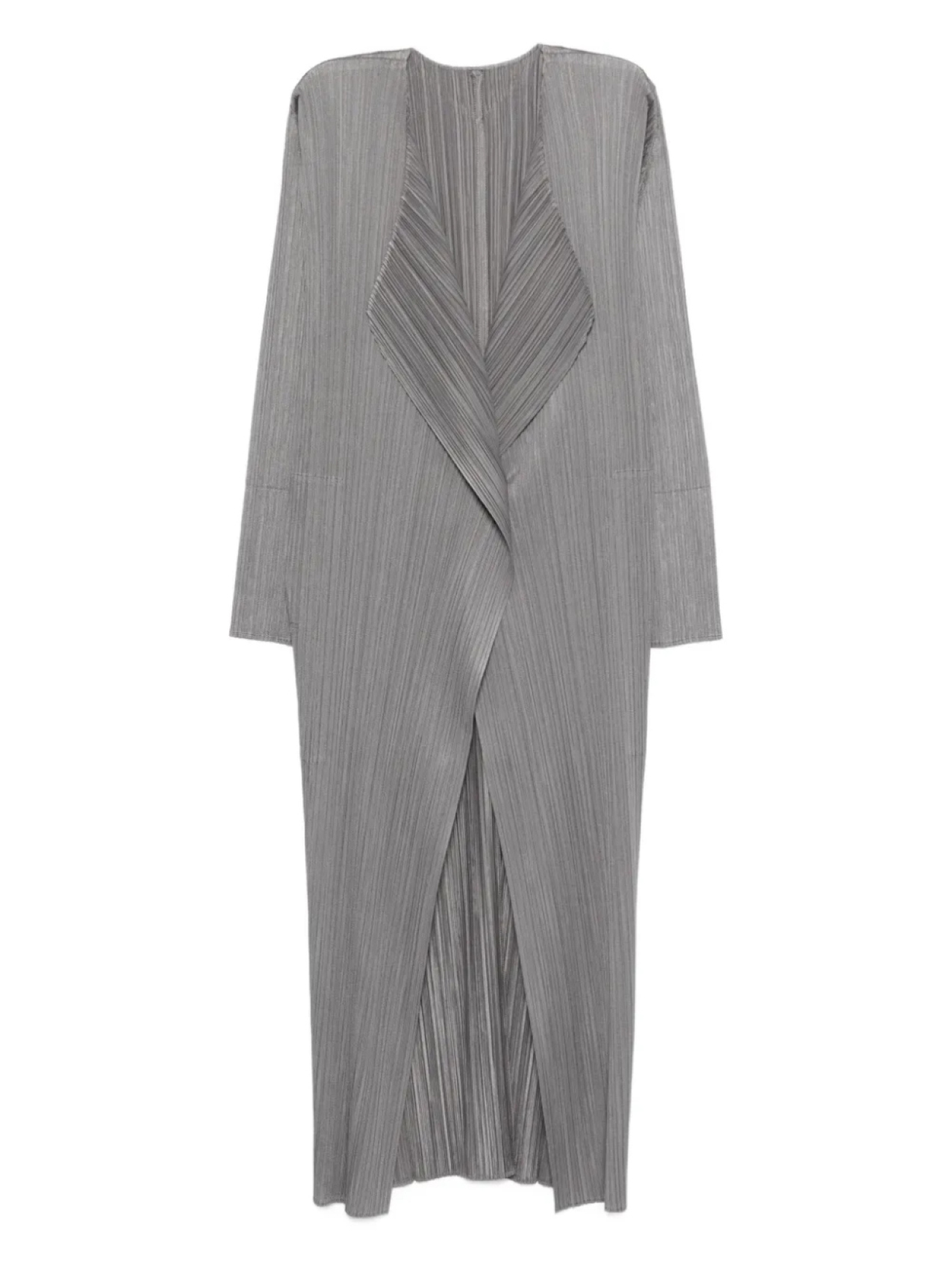 

Pleats Please Issey Miyake плиссированное пальто-халат, серый