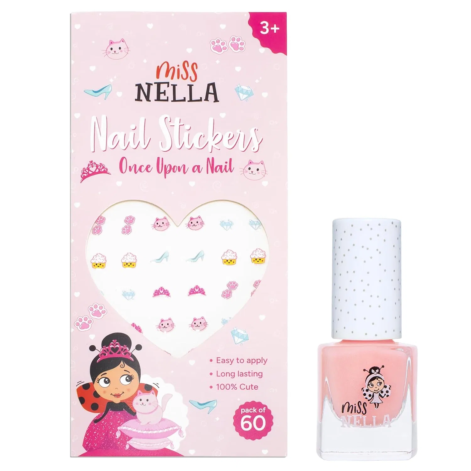 Детский набор Miss Nella: наклейки для ногтей и отклеивающийся лак Miss Nella, Once Upon A Nail