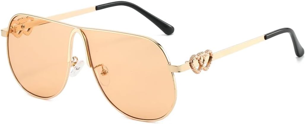 

Модные солнцезащитные очки овальной формы с градиентным переходом для женщин, роскошные мужские очки с двойным сердцем для активного отдыха, защита от УФ-излучения UV400 TVTBBVV, Champagne