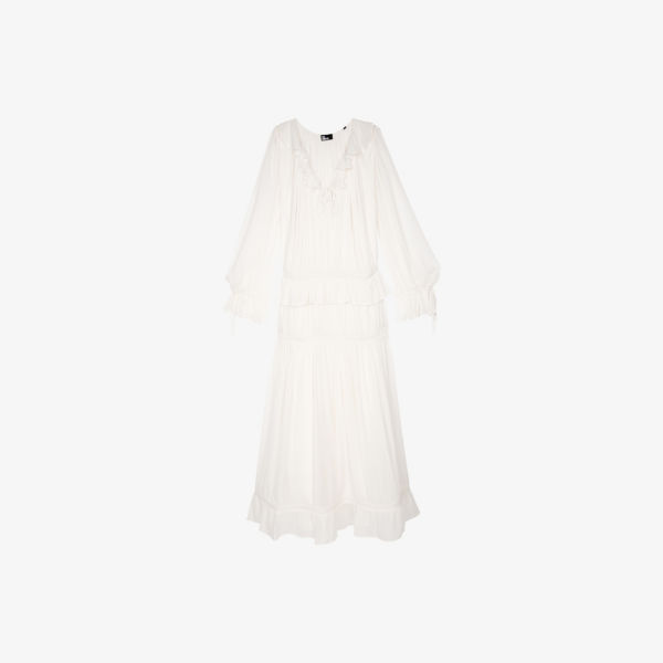 

Платье длинное The Kooples с ярусами из ткани, экрю