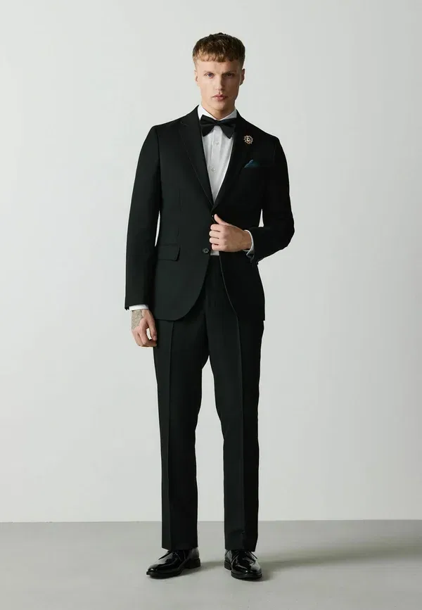 Классические брюки Next, Slim fit textured suit trousers, черный — фото 2