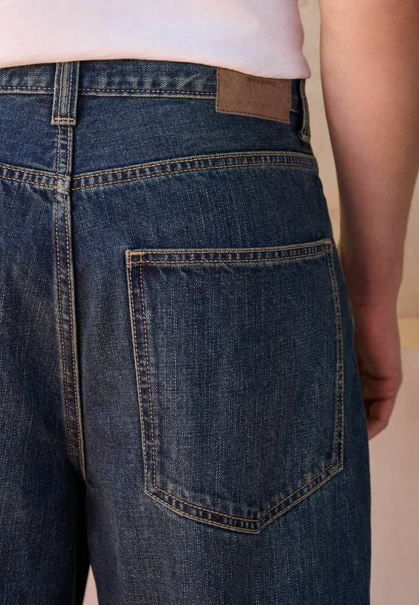 Джинсы свободного кроя Next, Baggy fit authentic washed jeans, темный винтажный синий
