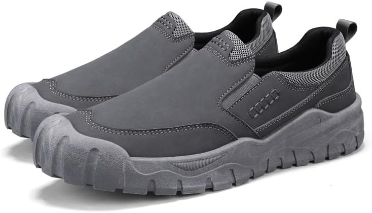 

Мужские кроссовки для походов без шнурков, повседневная обувь для прогулок на свежем воздухе, прочная противоскользящая подошва, доступны в черном, сером и пшеничном цветах Generic