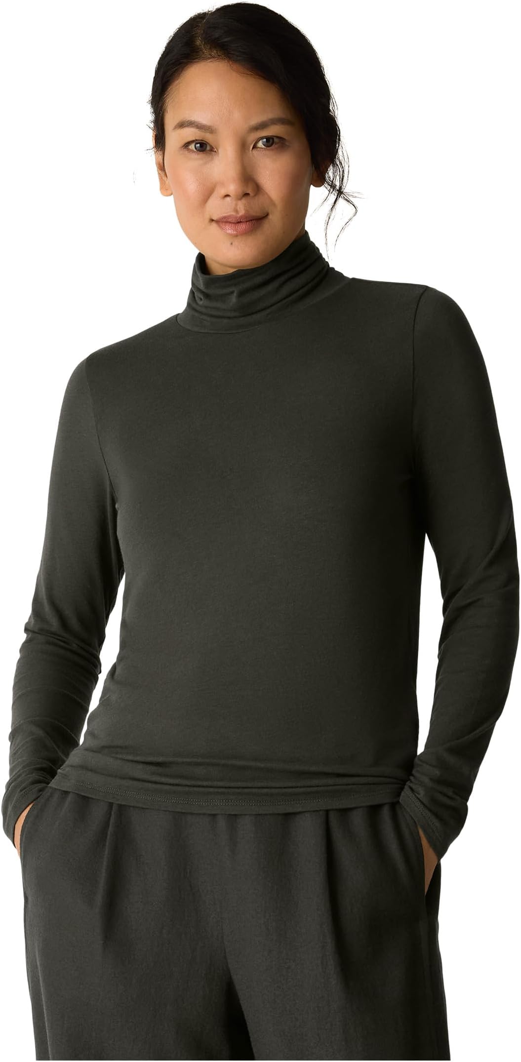 

Топ Eileen Fisher Sheer Knit Turtle Neck Top, цвет Woodland