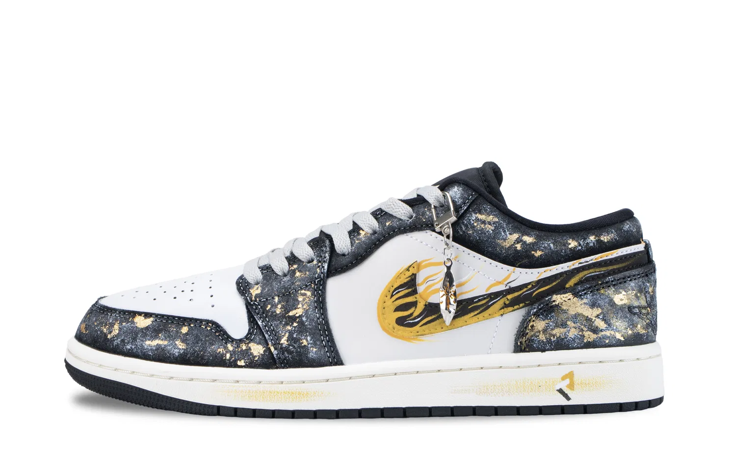 Кроссовки баскетбольные винтажные Jordan Air 1 Black Gold — фото 3