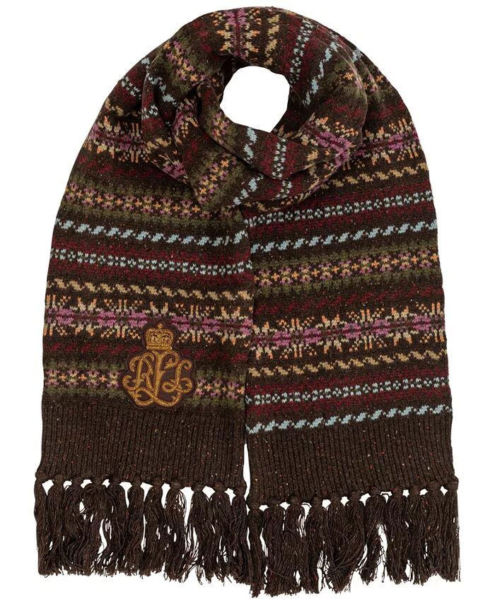 

Шарф Fair Isle с нашивкой Bullion Lauren Ralph Lauren, коричневый