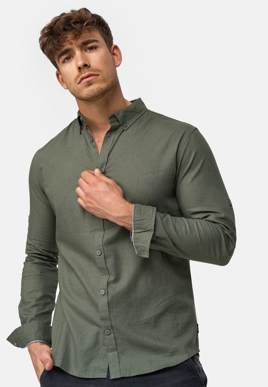 

Рубашка LANGARM BRAYDEN INDICODE JEANS, цвет beetle solid