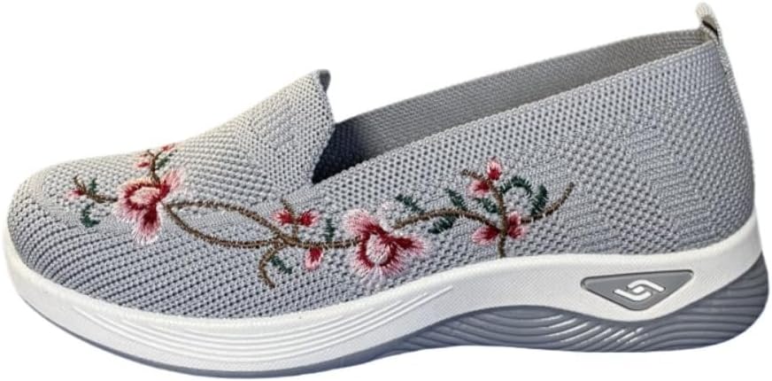 

Модные женские кроссовки с цветочным узором, сетчатые, дышащие, легкие, с нескользящей подошвой, дизайнерские, повседневные, удобные спортивные, для работы и повседневной носки, летние прогулочные Lokolucx, серый