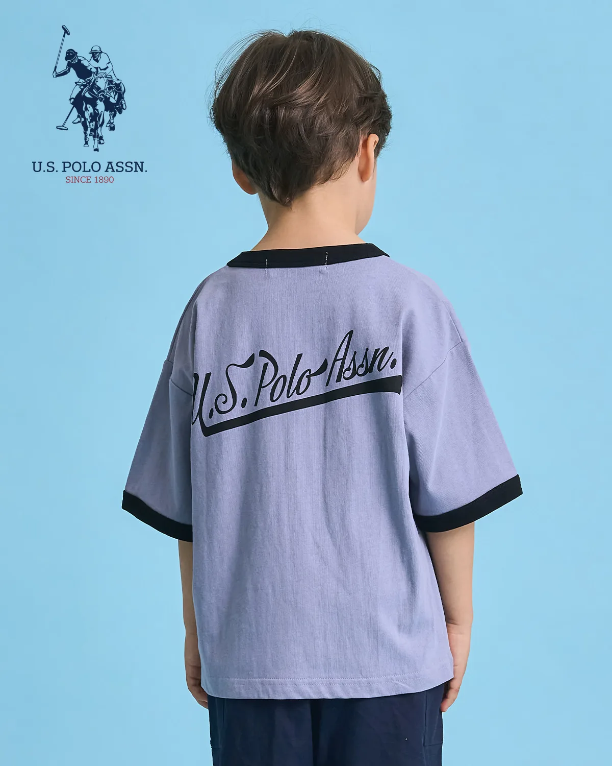 Детская футболка U.S. POLO ASSN. широкого кроя с логотипом серая