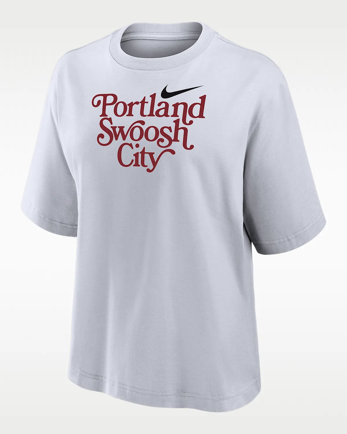 Женский свободный футболка с коротким рукавом Nike Swoosh Cities Portland, White