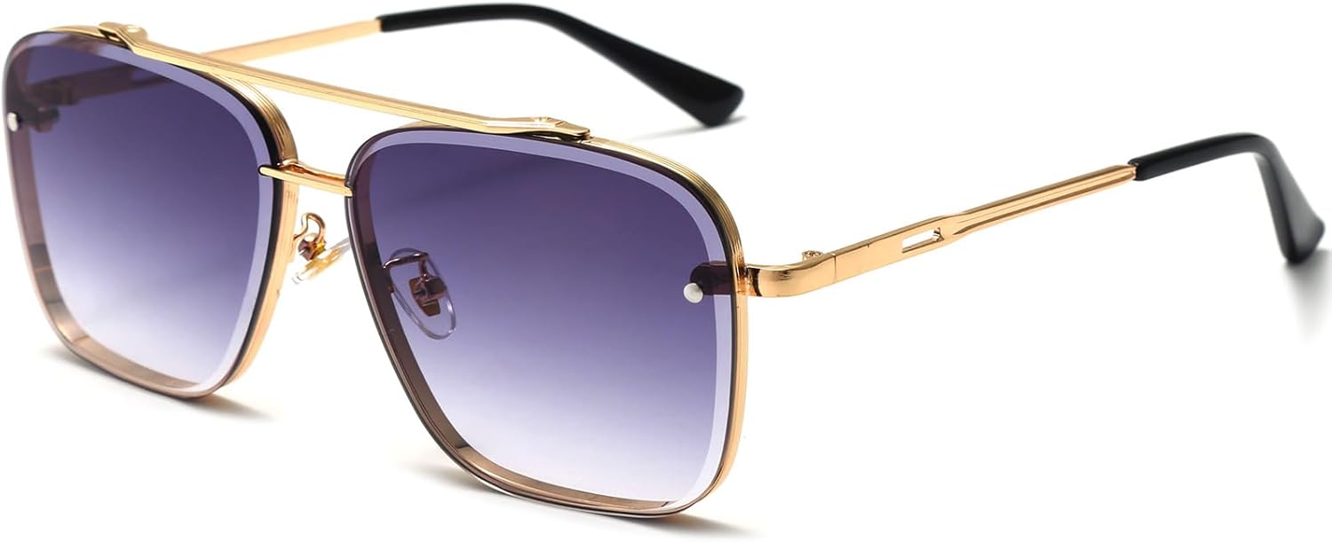 

Солнцезащитные очки AIEYEZO увеличенного квадратного размера для мужчин и женщин, модные квадратные очки-авиаторы в металлической оправе с градиентным переходом цвета, Gold/Grey Gradient