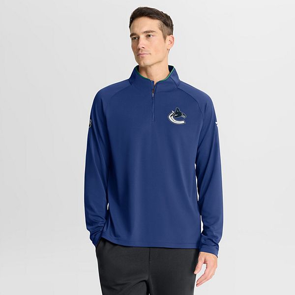 

Мужской синий тренировочный пуловер Vancouver Canucks Authentic Pro Rink с четвертью молнии Fanatics