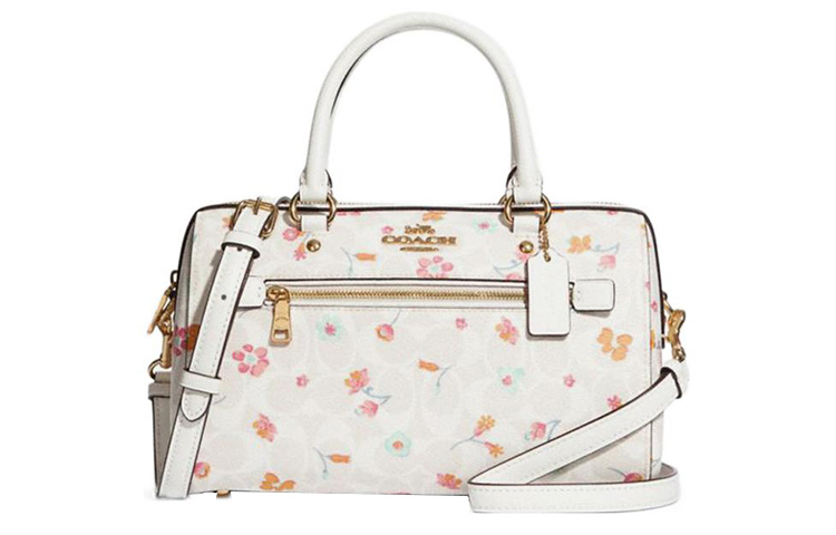 

COACH Роуэн ПВХ с кожаным наплечником через плечо женская сумка среднего размера белая