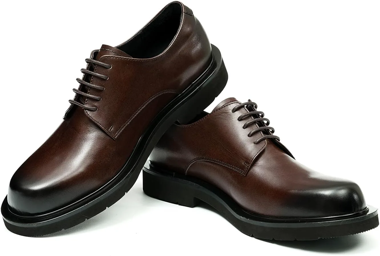 Мужские туфли Santimon Oxfords, формальные дерби, из натуральной кожи, с гладким носком, современные модельные туфли для костюма, модные, легкие, для выпускного, свадьбы, смокинга, бизнеса и повседневной носки, удобные — фото 4