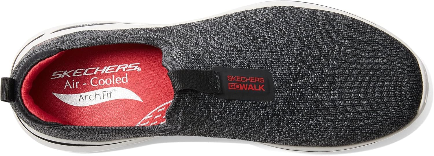 Мужские кроссовки Skechers GoWalk Arch Fit Stretch Fit слипоны для спорта и повседневной носки, черный/красный — фото 3