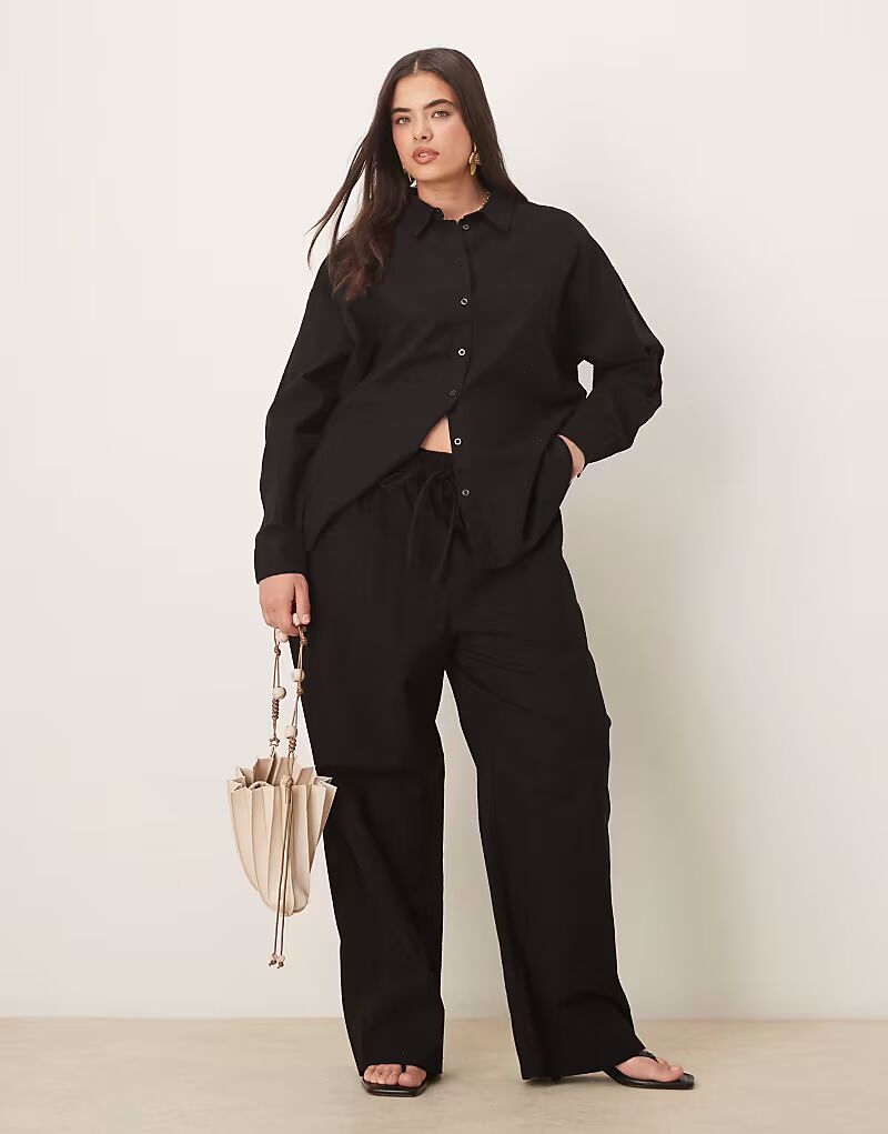 

Льняные брюки-клеш ASOS DESIGN Curve черного цвета