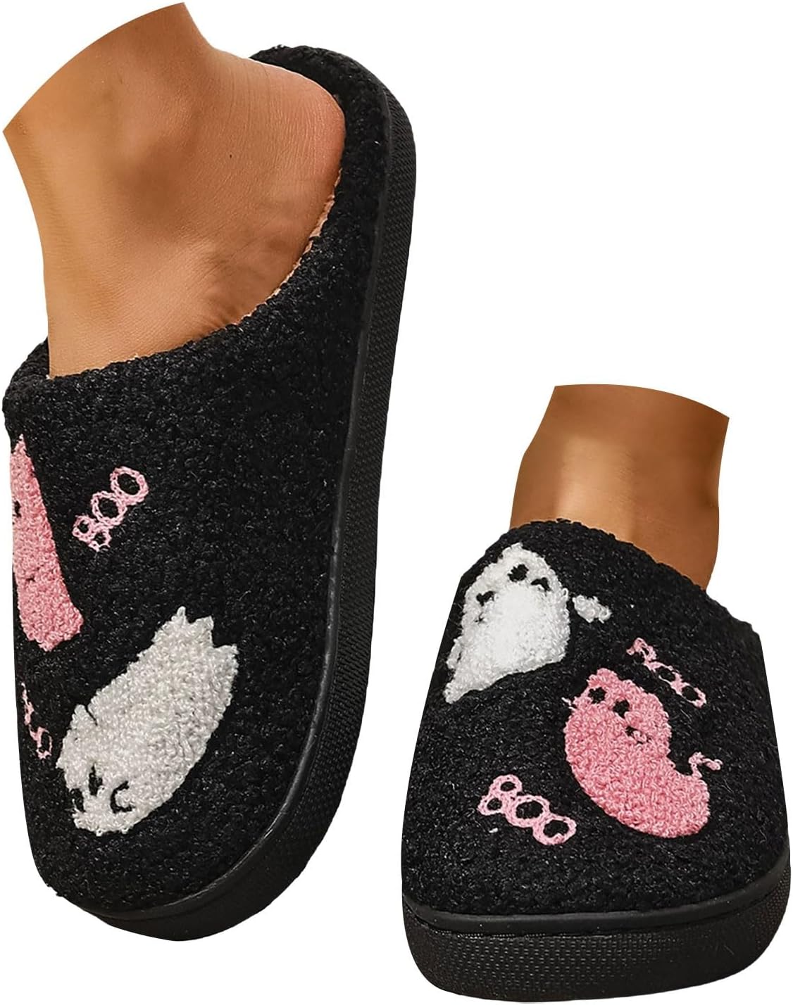 

Тапочки CRNTCEM на Хэллоуин для женщин и мужчин, с тыквой, пушистые домашние, удобные и теплые, ретро стиль, мягкие зимние обувь, черный