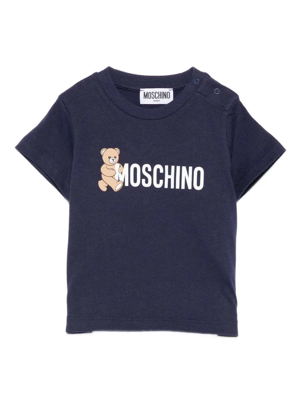 

Хлопковый топ с принтом Тедди Moschino Kids, синий