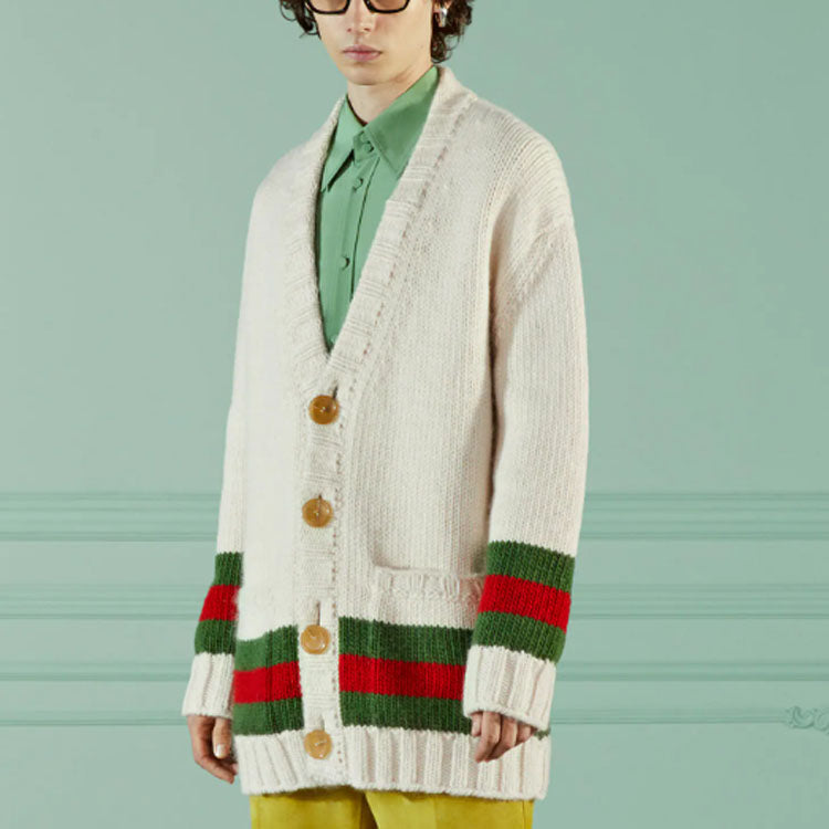 Кардиган Gucci Wool Cardigan With Web 'Beige' 706735-XKCJ4-9146, бежевый — фото 4