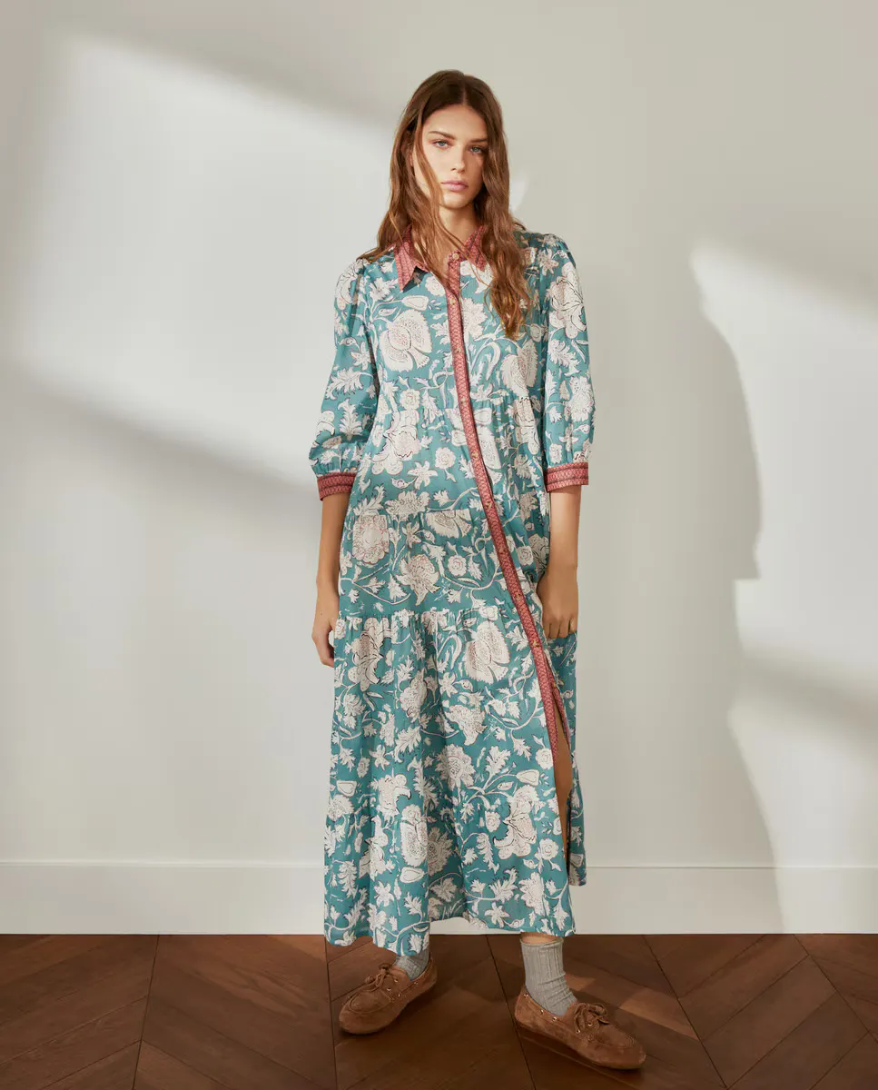 

Женское двухцветное платье-рубашка Southern Cotton, синий