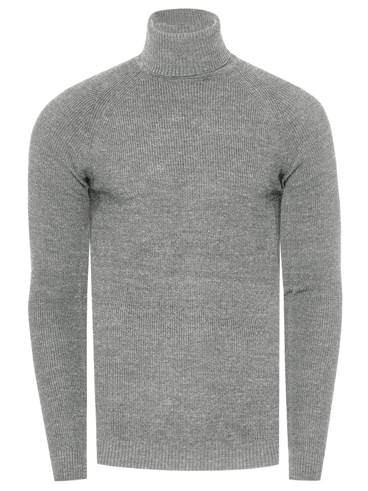 

Приталенный деловой свитер тонкой вязки с высоким воротником светло-серого цвета Rusty Neal